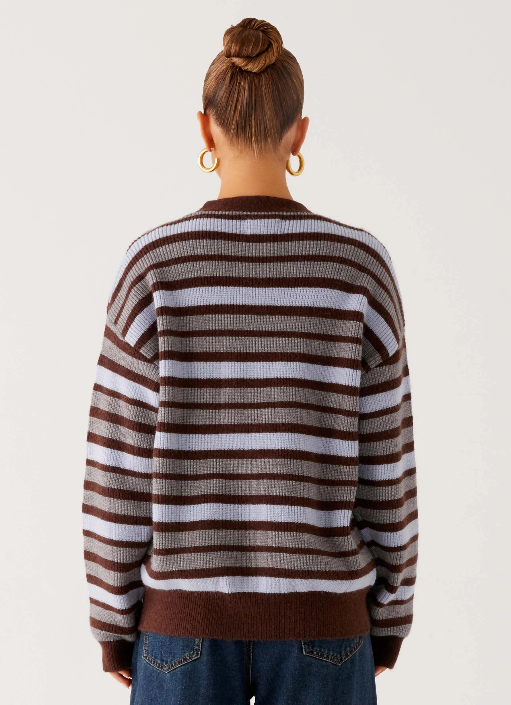 Tear Resistant Knit Charlie Oversized Cardigan - Tawny Stripe