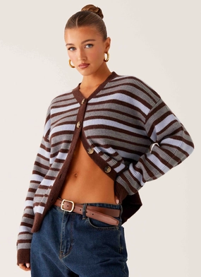 Thermal Regulating Hoodie Charlie Oversized Cardigan - Tawny Stripe