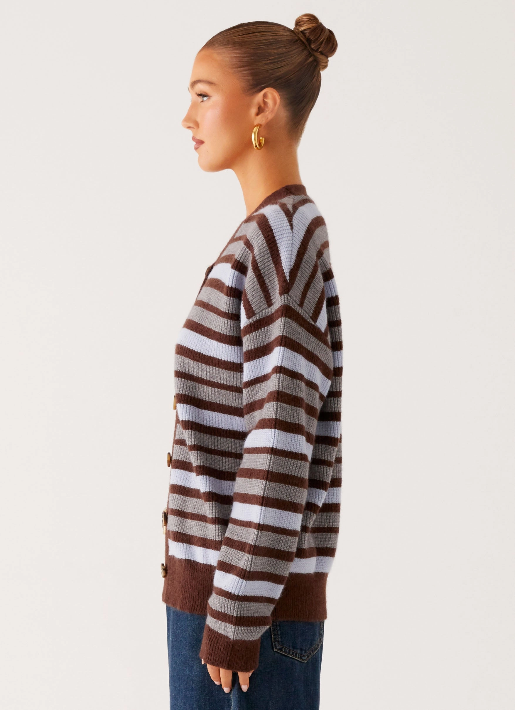 Luxury Appeal Odor Control Finish Charlie Oversized Cardigan - Tawny Stripe