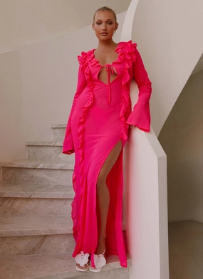 Smooth Line Texture Flow Charlize Maxi Dress - Pink
