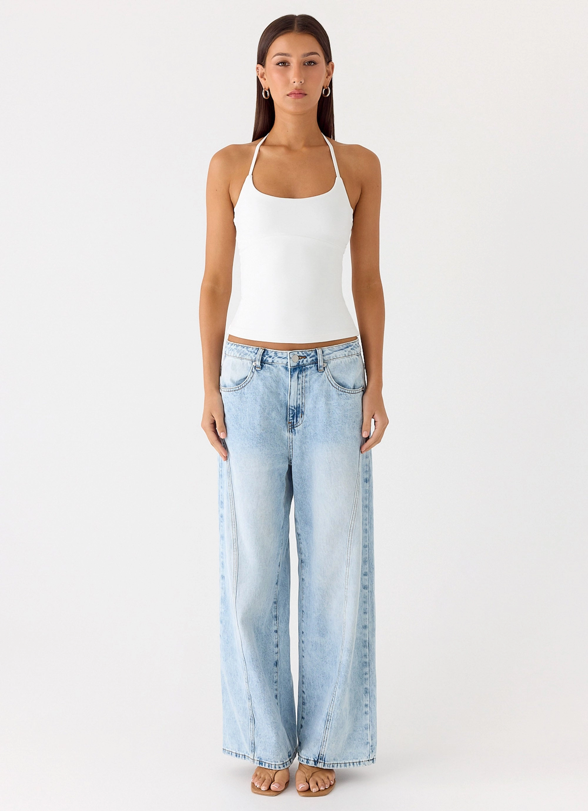 Chauncey Halter Top - White Non Irritating Seam Finish
