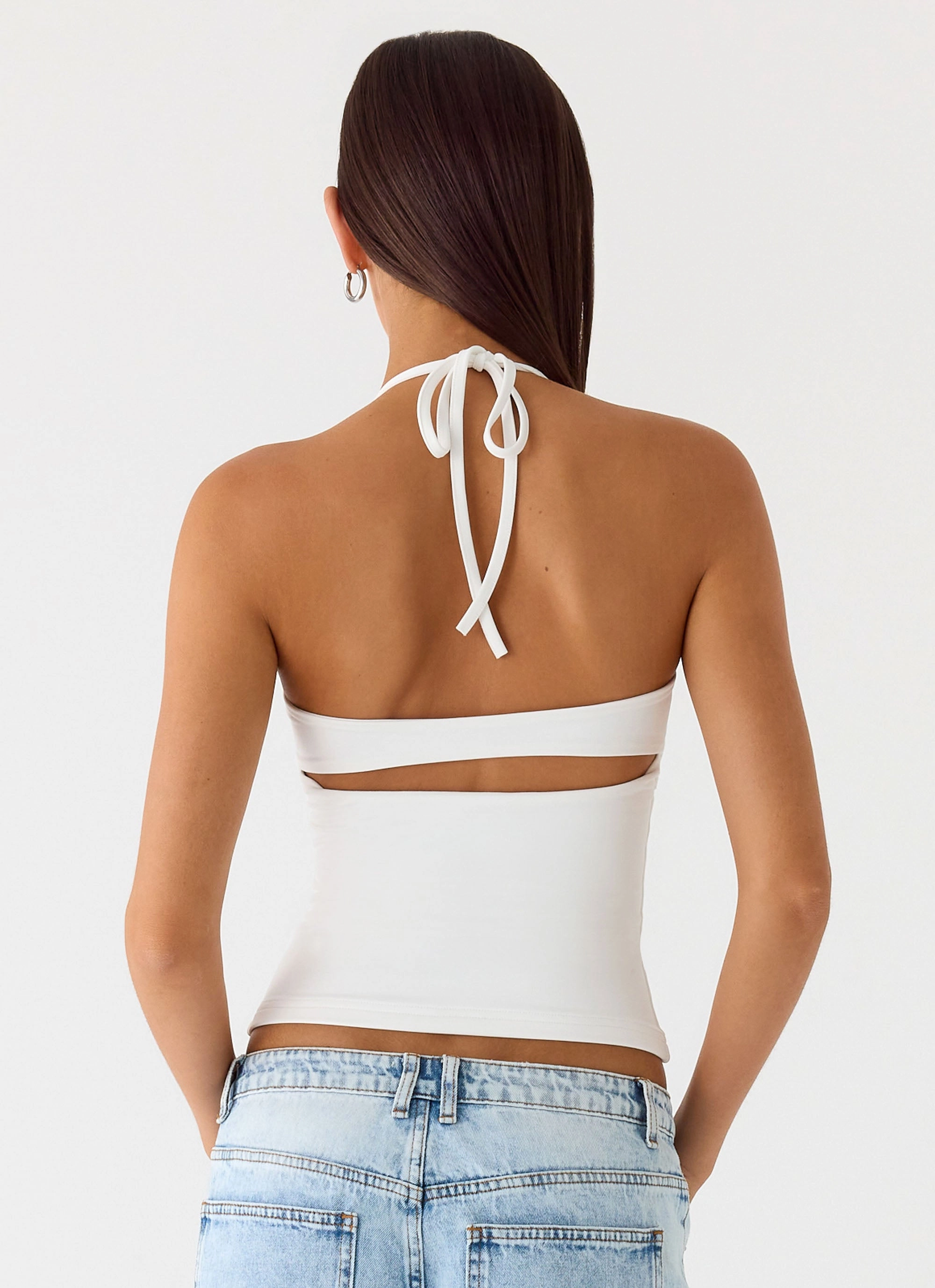 ContrastStitching NonToxicCoating Chauncey Halter Top - White