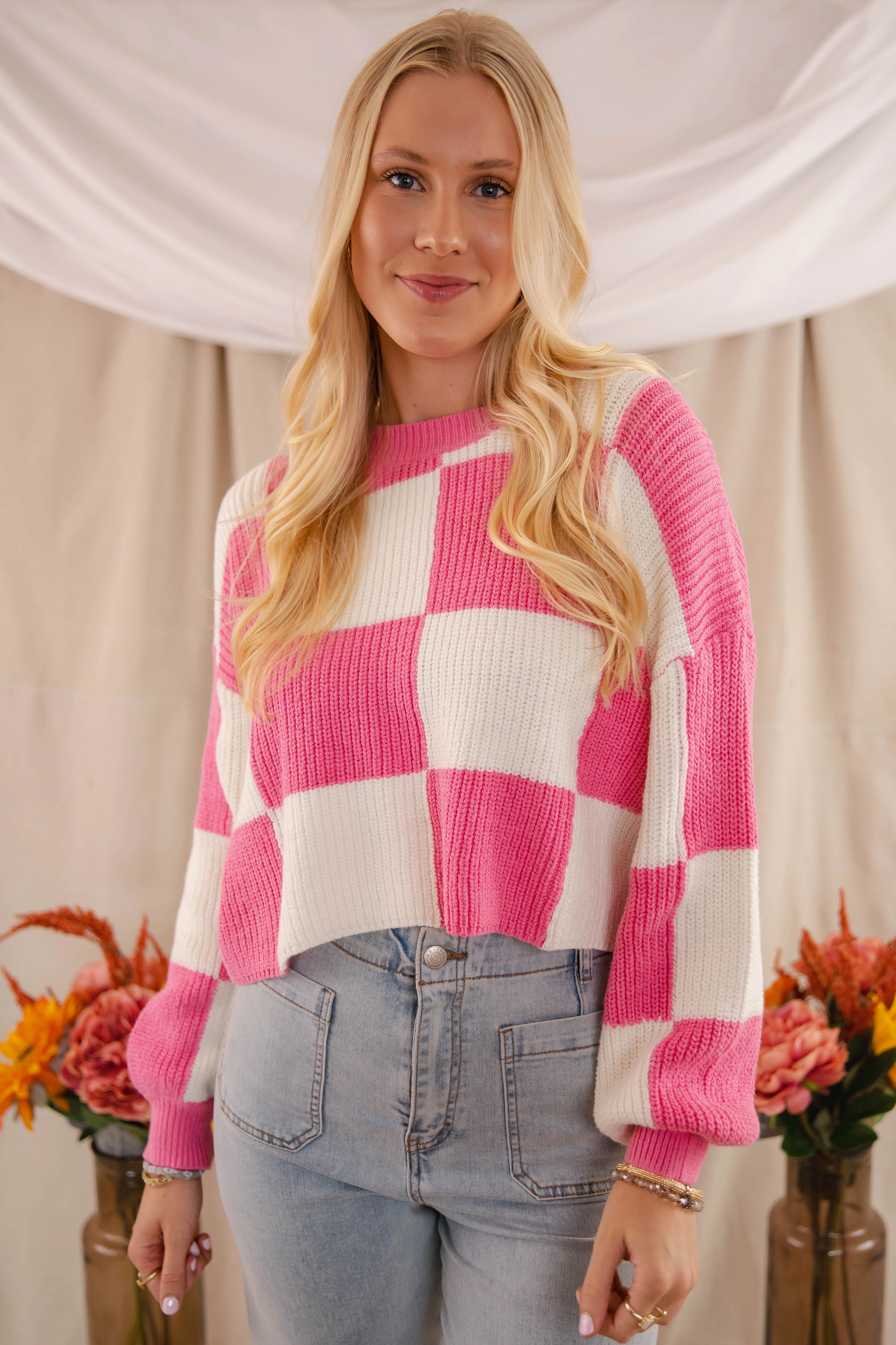 Checking Off the Boxes Sweater-Pink PunctureResistantReinforcement