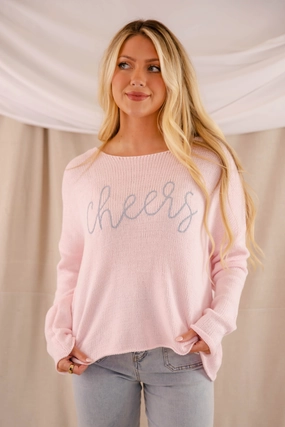 High Collar Design Cheers To Me Sweater