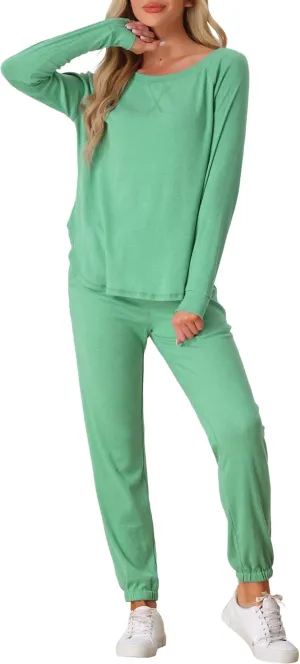 cheibear Womens Travel Sweatsuits 2 Piece Outfit Knit Fall Winter Long Sleeve Loungewear Set