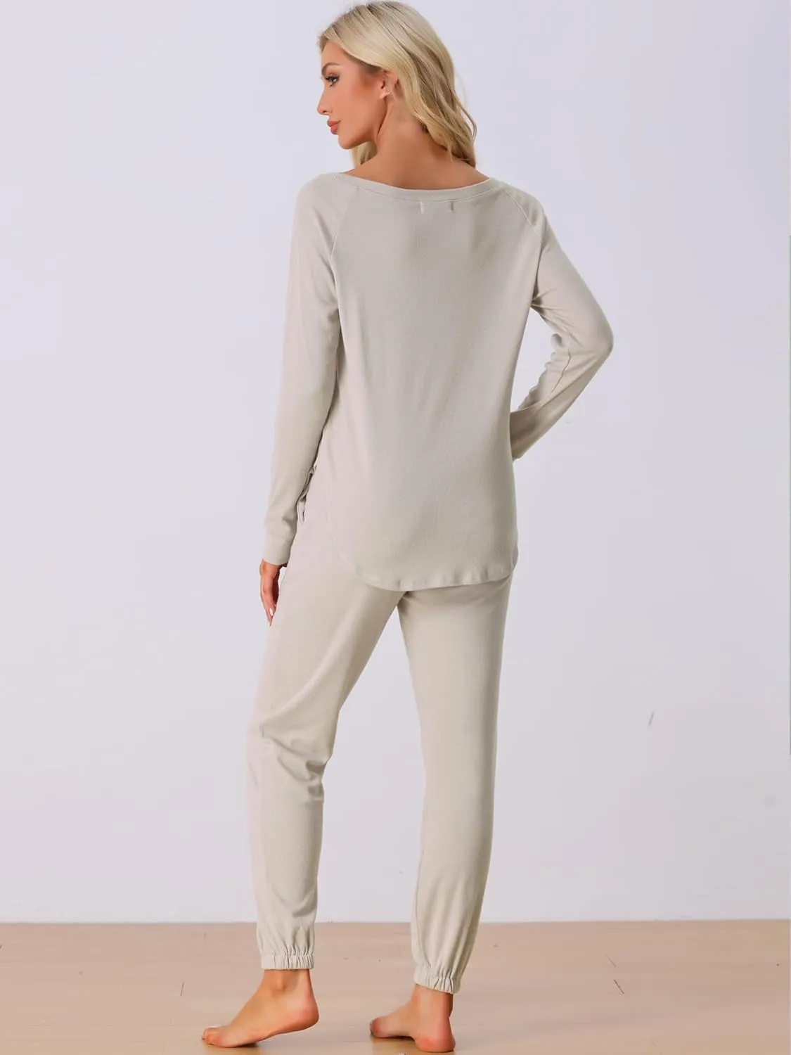 cheibear Womens Travel Sweatsuits 2 Piece Outfit Knit Fall Winter Long Sleeve Loungewear Set