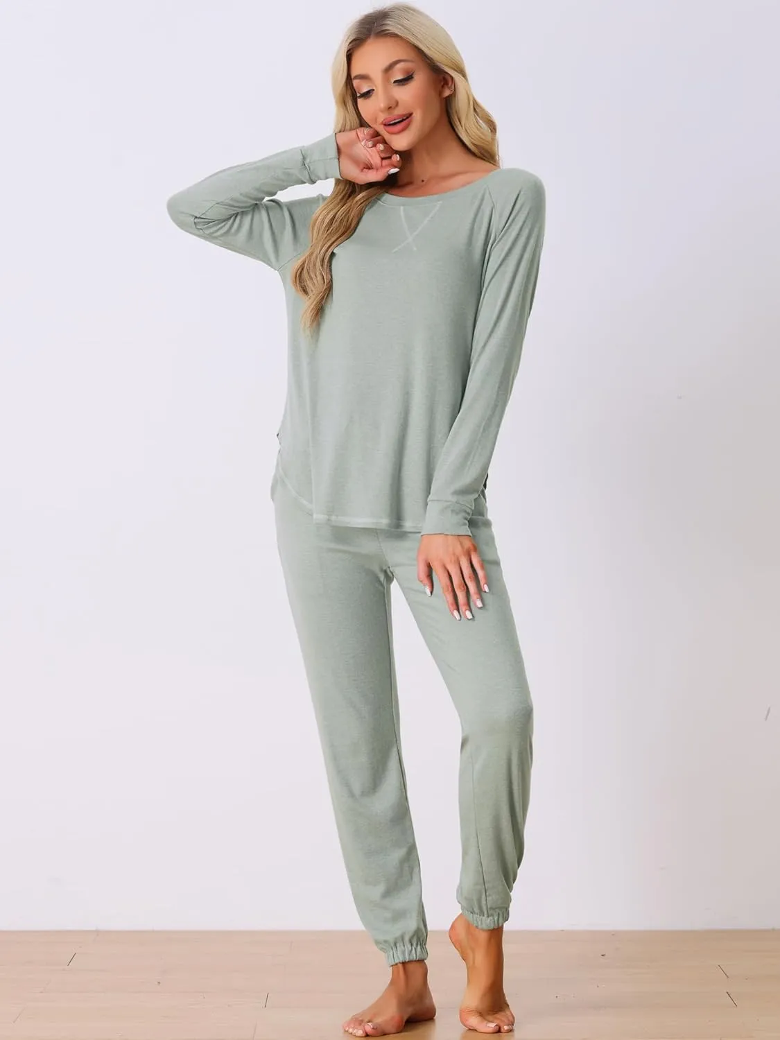 cheibear Womens Travel Sweatsuits 2 Piece Outfit Knit Fall Winter Long Sleeve Loungewear Set