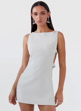 Cherish You Buckle Mini Dress - Grey Elegant Silhouette