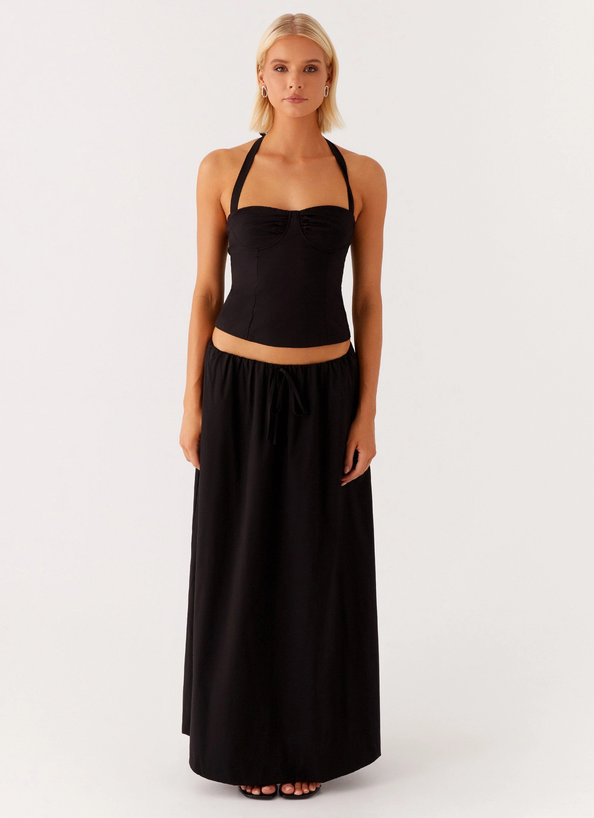 Cheryl Bustier Halter Top - Black Seamless Design DoubleStitched Construction