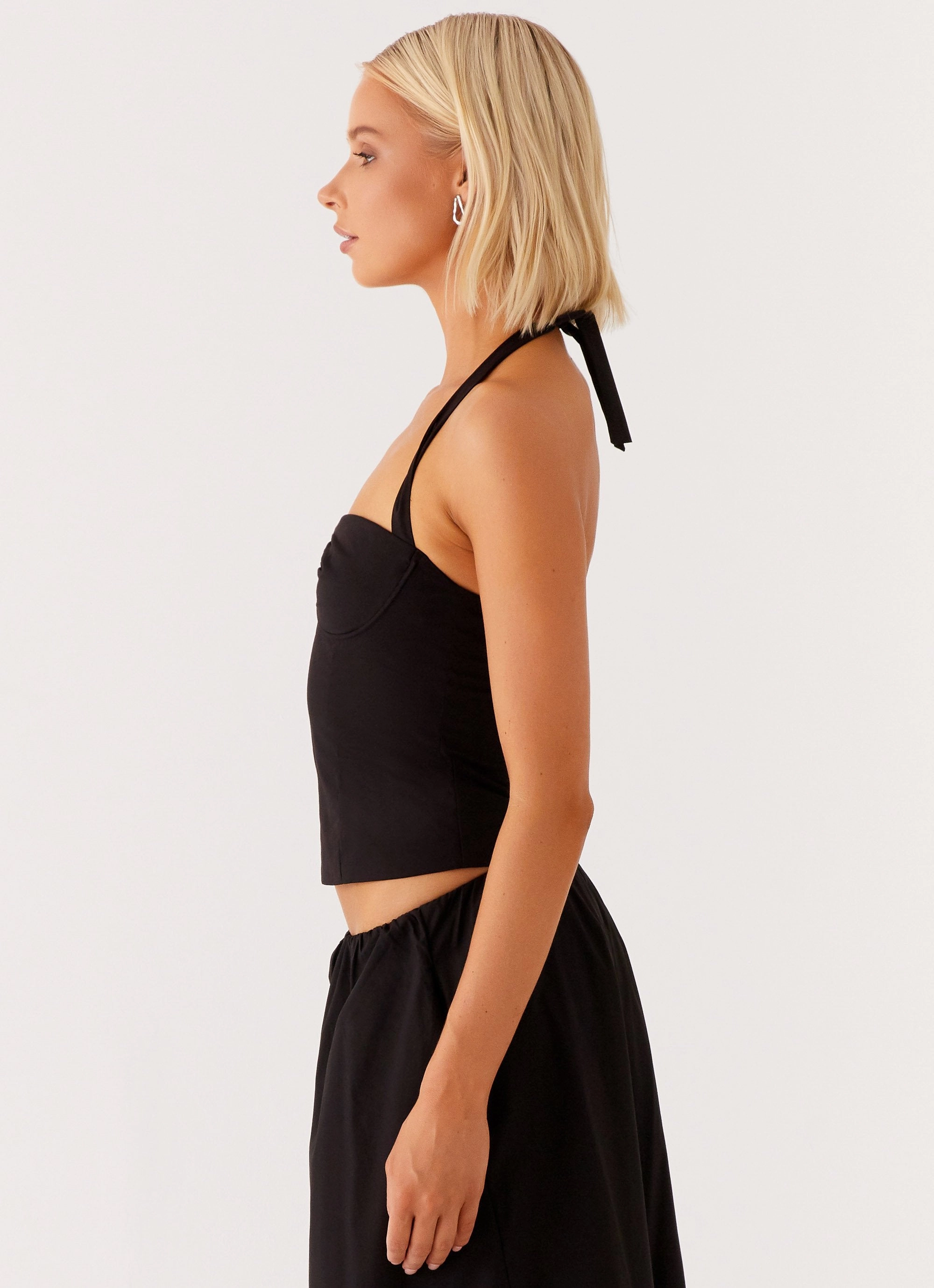 Cheryl Bustier Halter Top - Black Soft Touch Feel