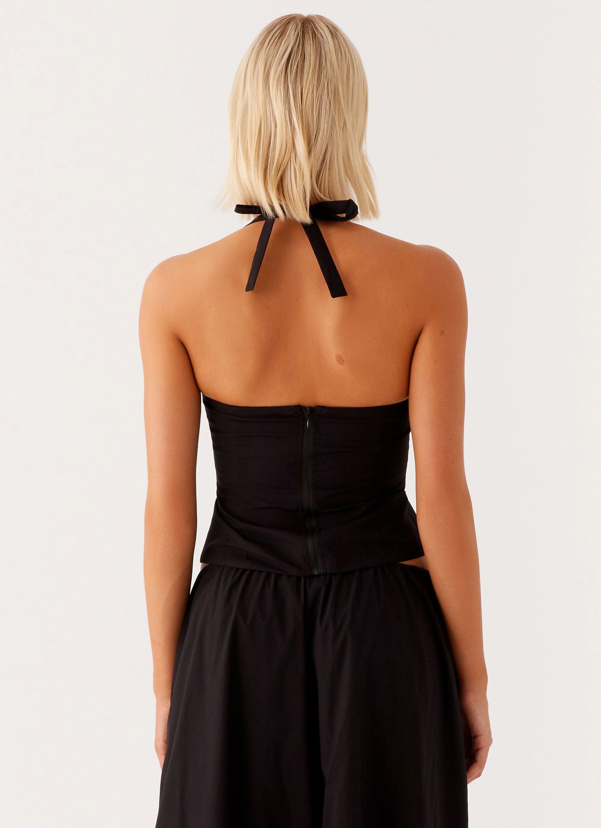 Cheryl Bustier Halter Top - Black ReinforcedHems