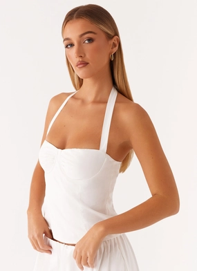 Cheryl Bustier Halter Top - White Eco Conscious Packaging