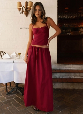 Flexible Comfort Wear Cheryl Maxi Skirt - Cherry Red