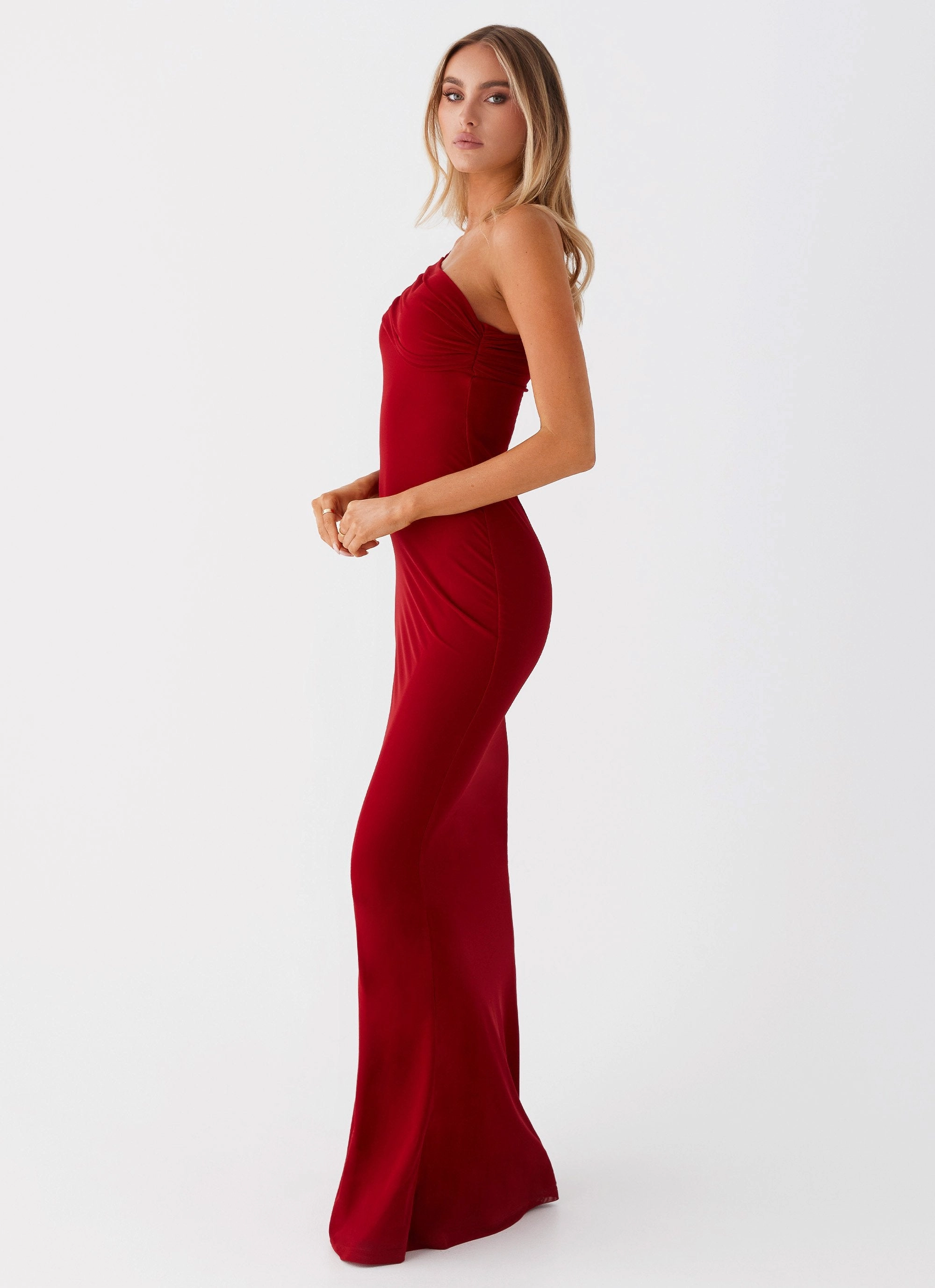 Reine Maxi Dress - Red TearResistantFabric Flare Swing