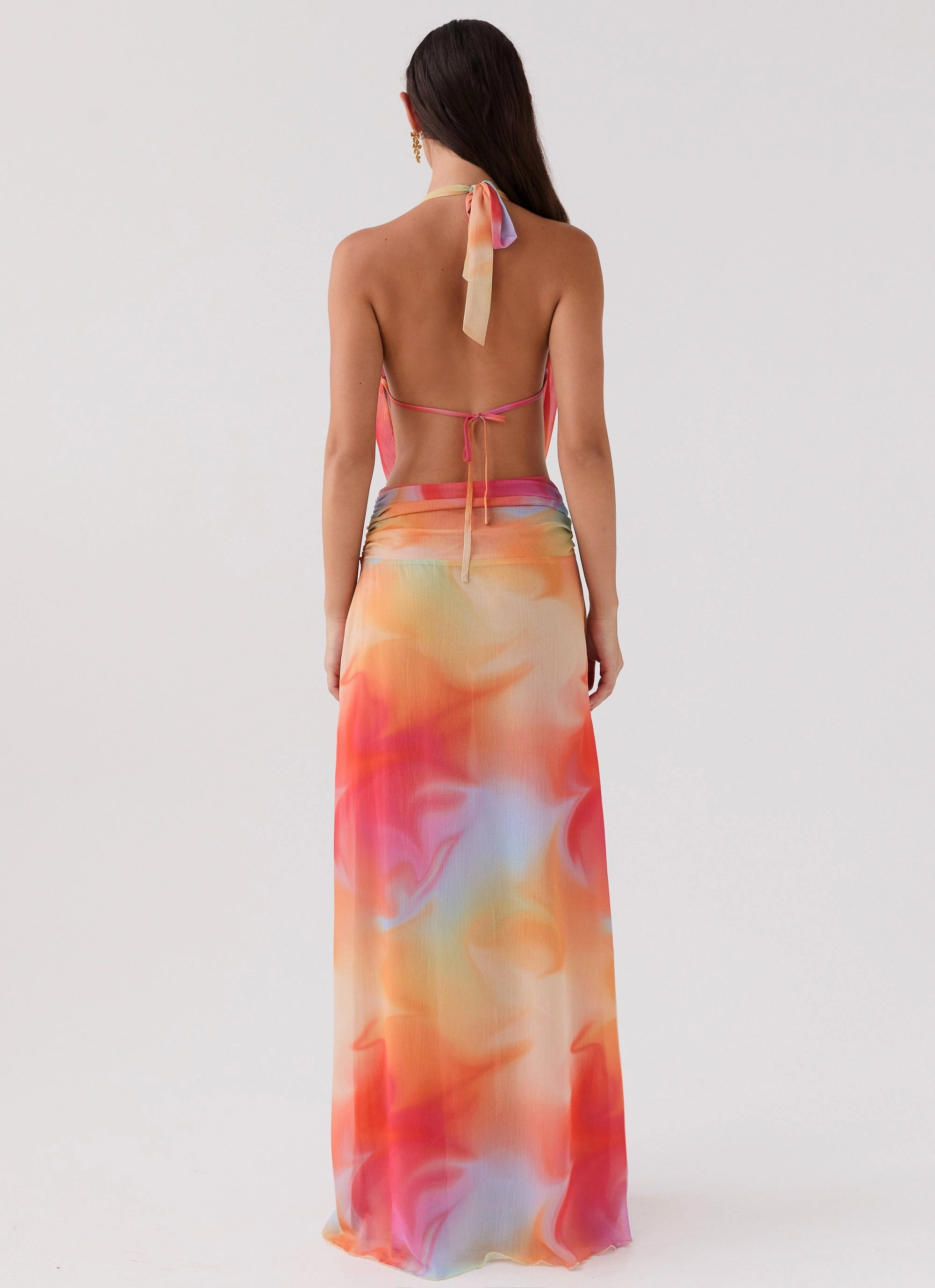 Elysia Chiffon Maxi Dress - Rainbow London Cool