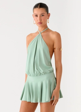 Mable Mini Dress - Green Cool Simplicity