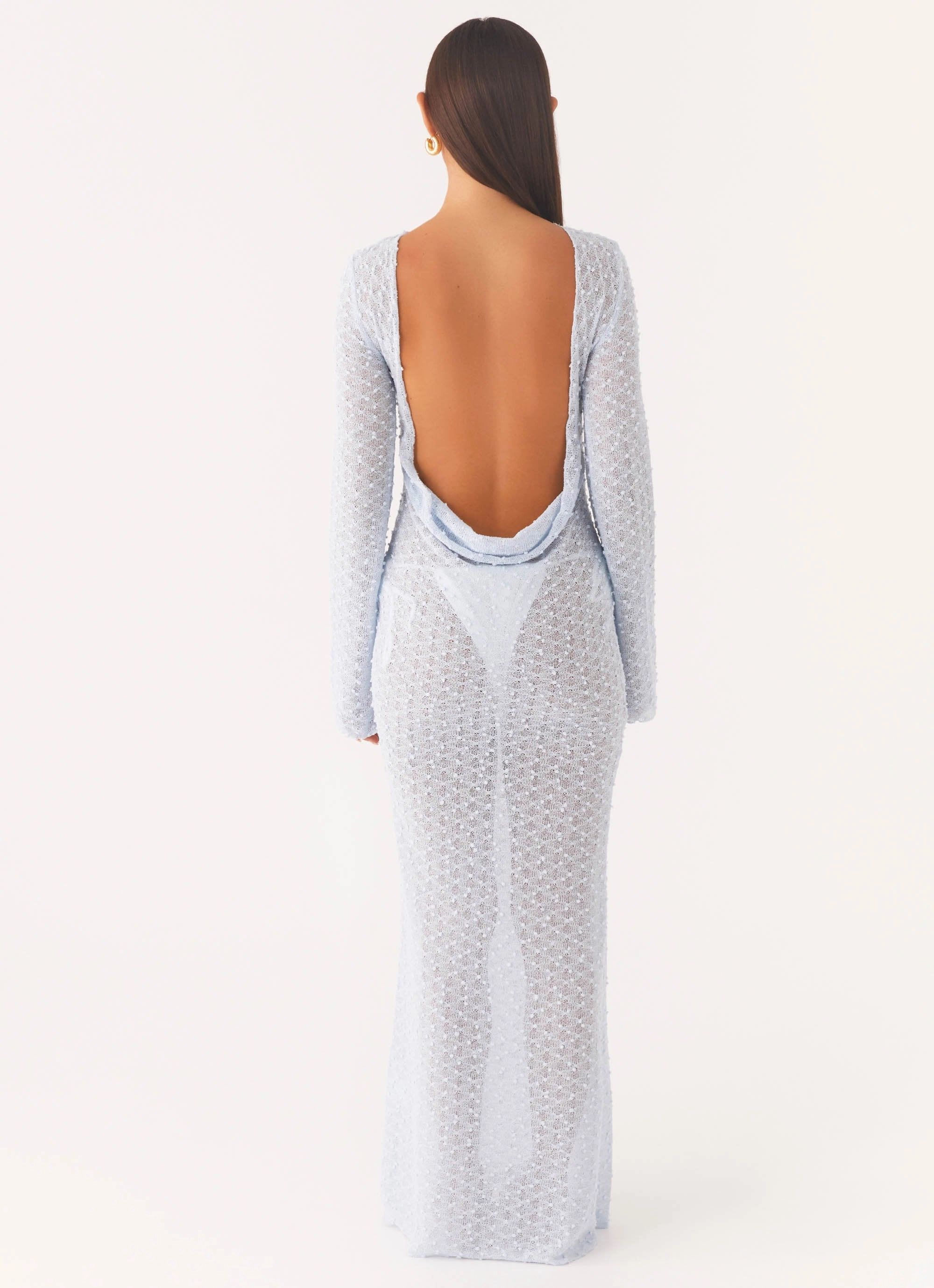 Art Event Relax Feel Flirty Knitted Maxi Dress - Blue
