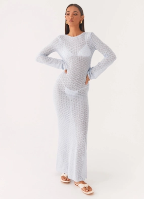 Flirty Knitted Maxi Dress - Blue Perfect Fit Look Relaxed Movement