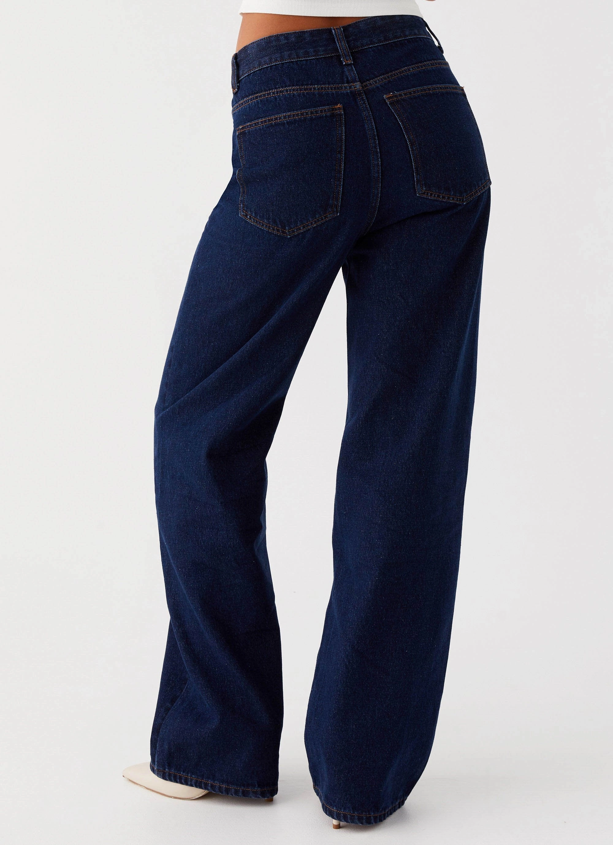 Back Again Straight Leg Denim Jeans - Blue Flexible Gusset