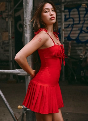 Love Seeker Corset Mini Dress - Red Cozy Balance