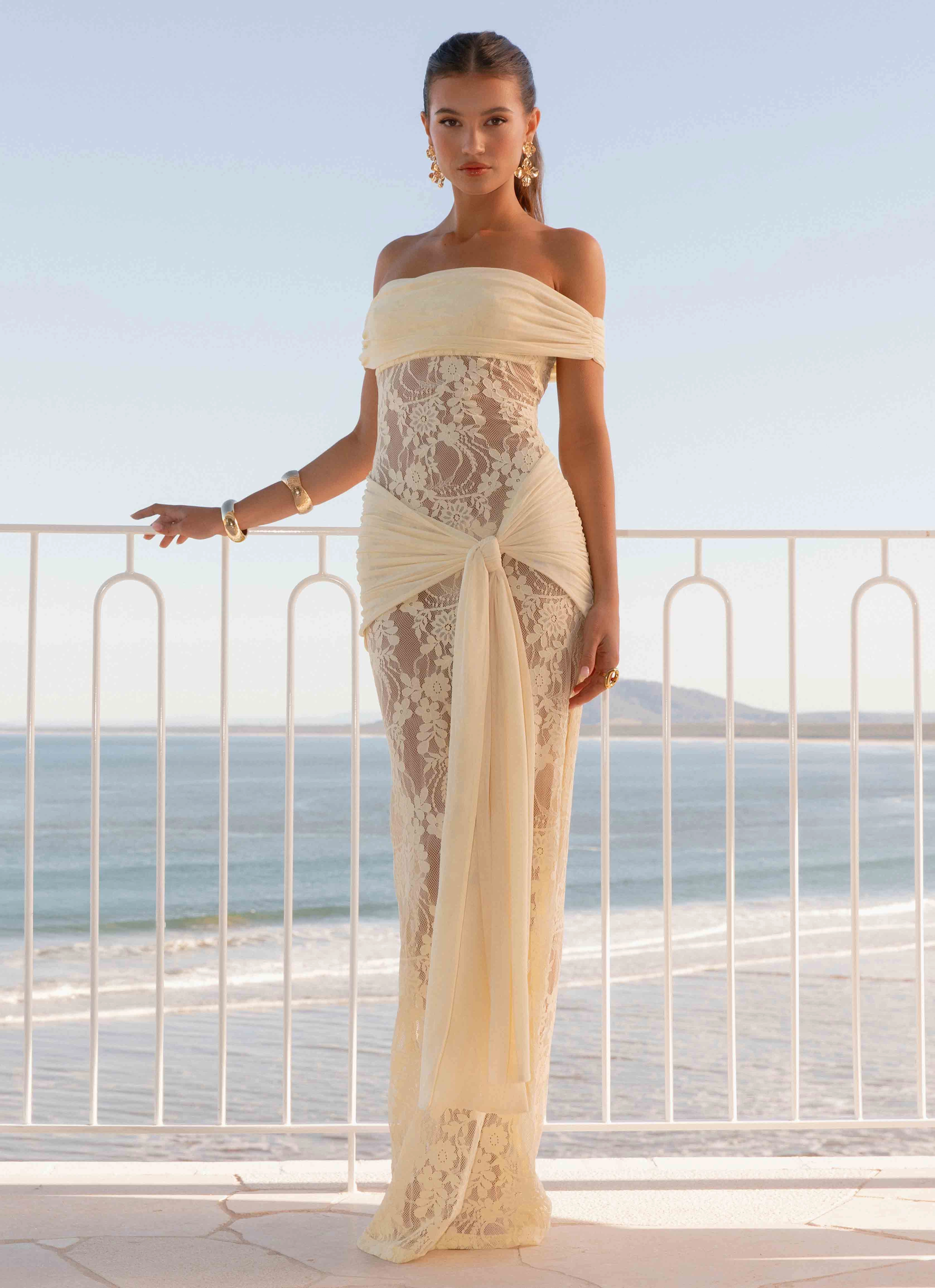 Gracie Twist Maxi Dress - Yellow Layered Look Soft Layers