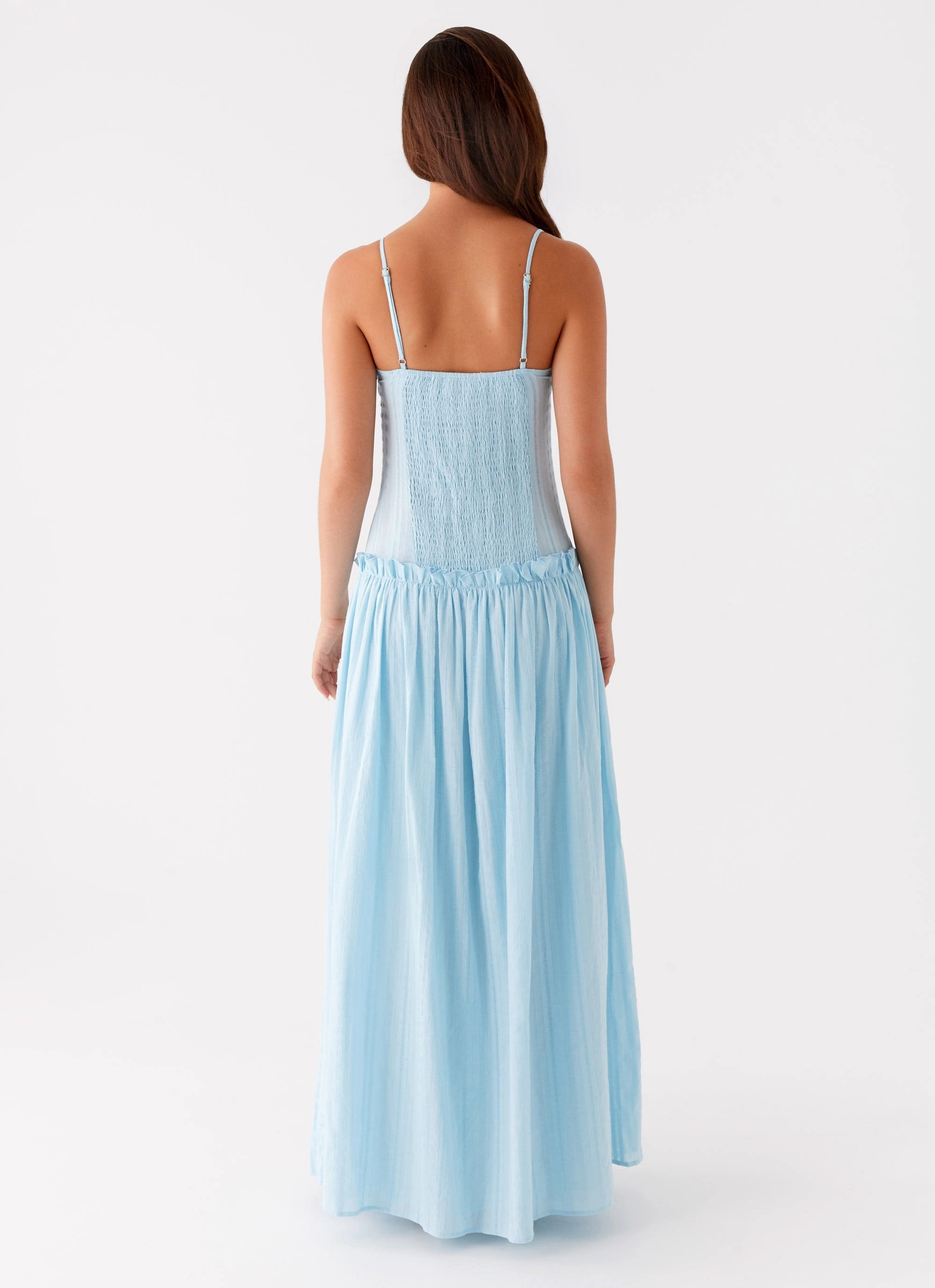 Jacinda Drop Waist Maxi Dress - Blue Beaded-Edge