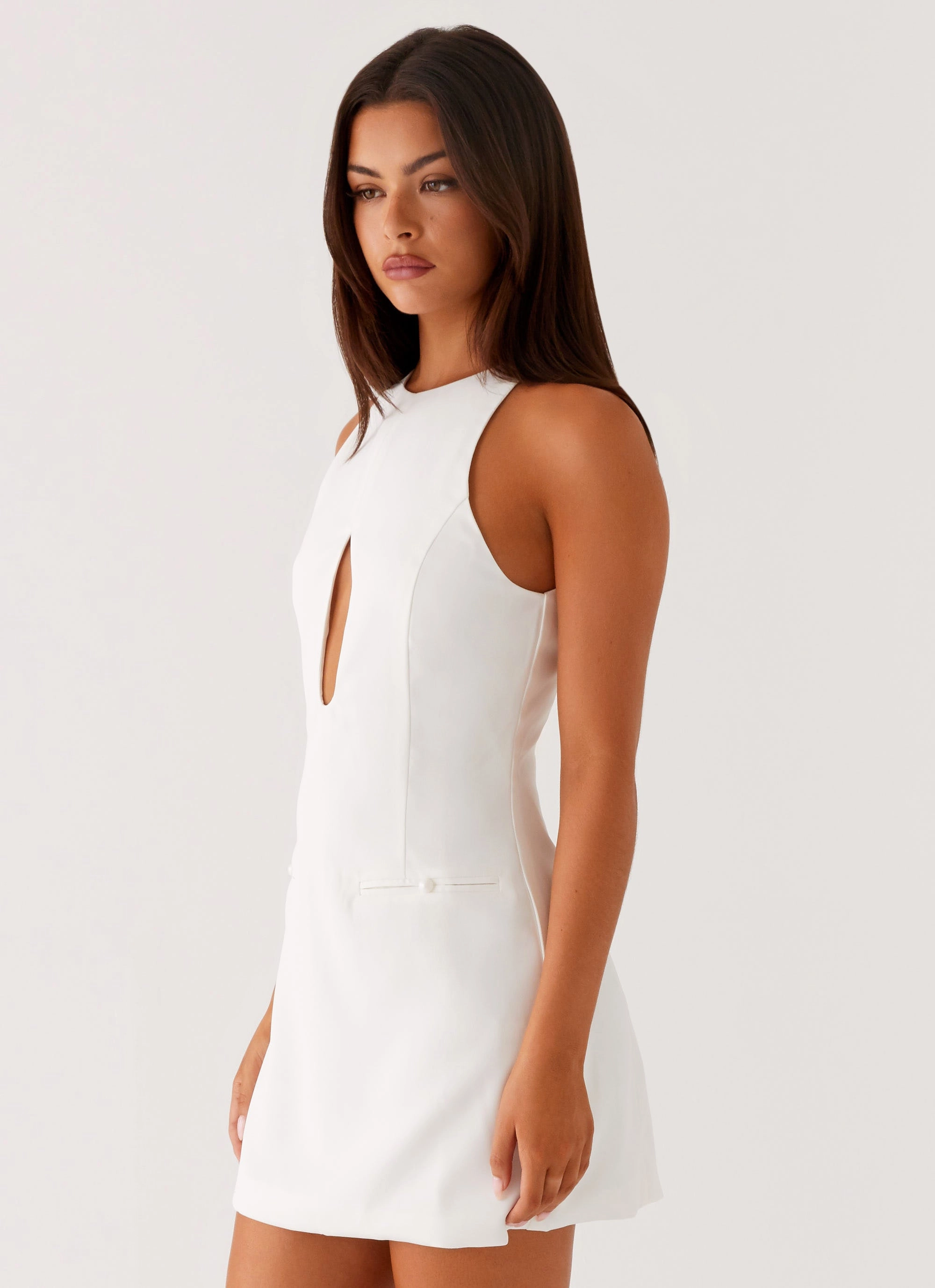 Sophisticated Elegance Pure Stitch Stacy Mini Dress - White