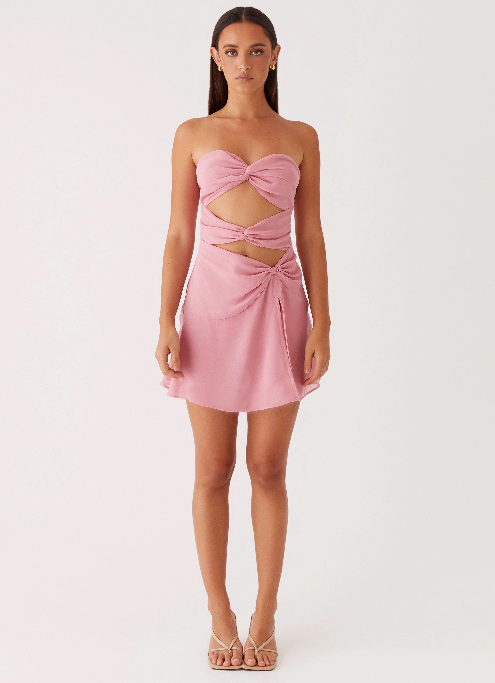 Coco Haven Mini Dress - Pink Flattering Look Fit Lace Accent