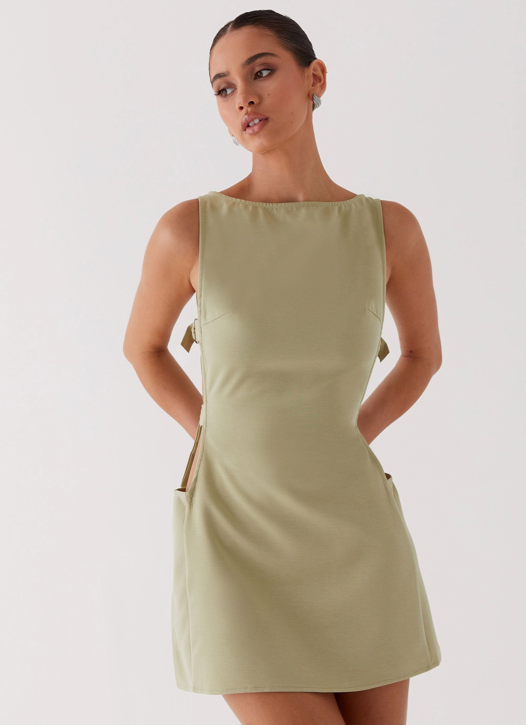 Trend Focused Wedding guest Cherish You Buckle Mini Dress - Olive