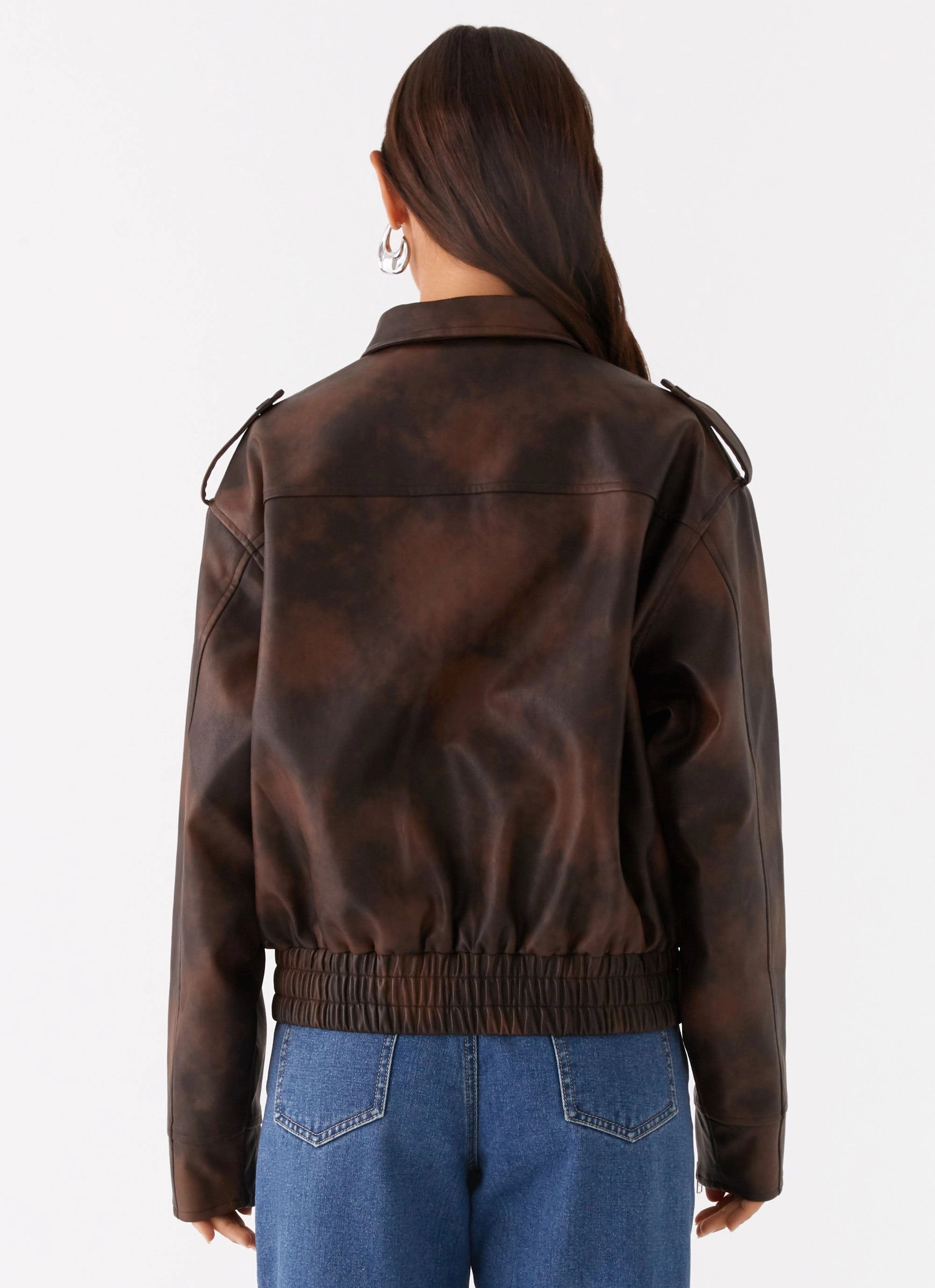 Microfiber texture Sustainable Material Chicago Bomber Jacket - Chocolate