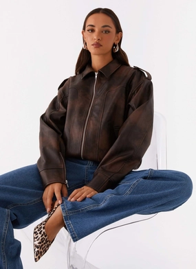 Chicago Bomber Jacket - Chocolate Glow In The Dark Accents Thermal Insulation