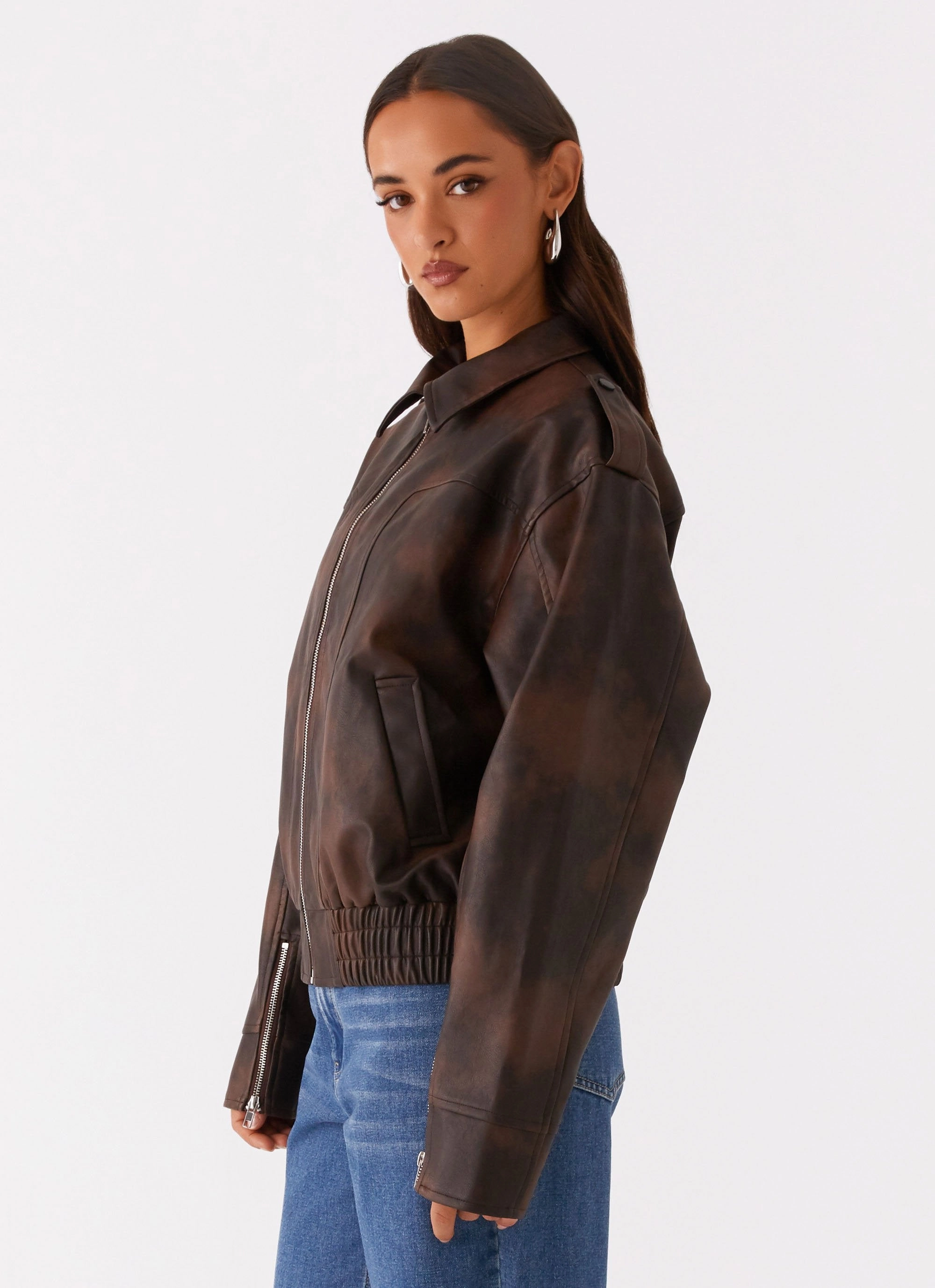 Quilted Interior Moisture Management Fabric Chicago Bomber Jacket - Chocolate
