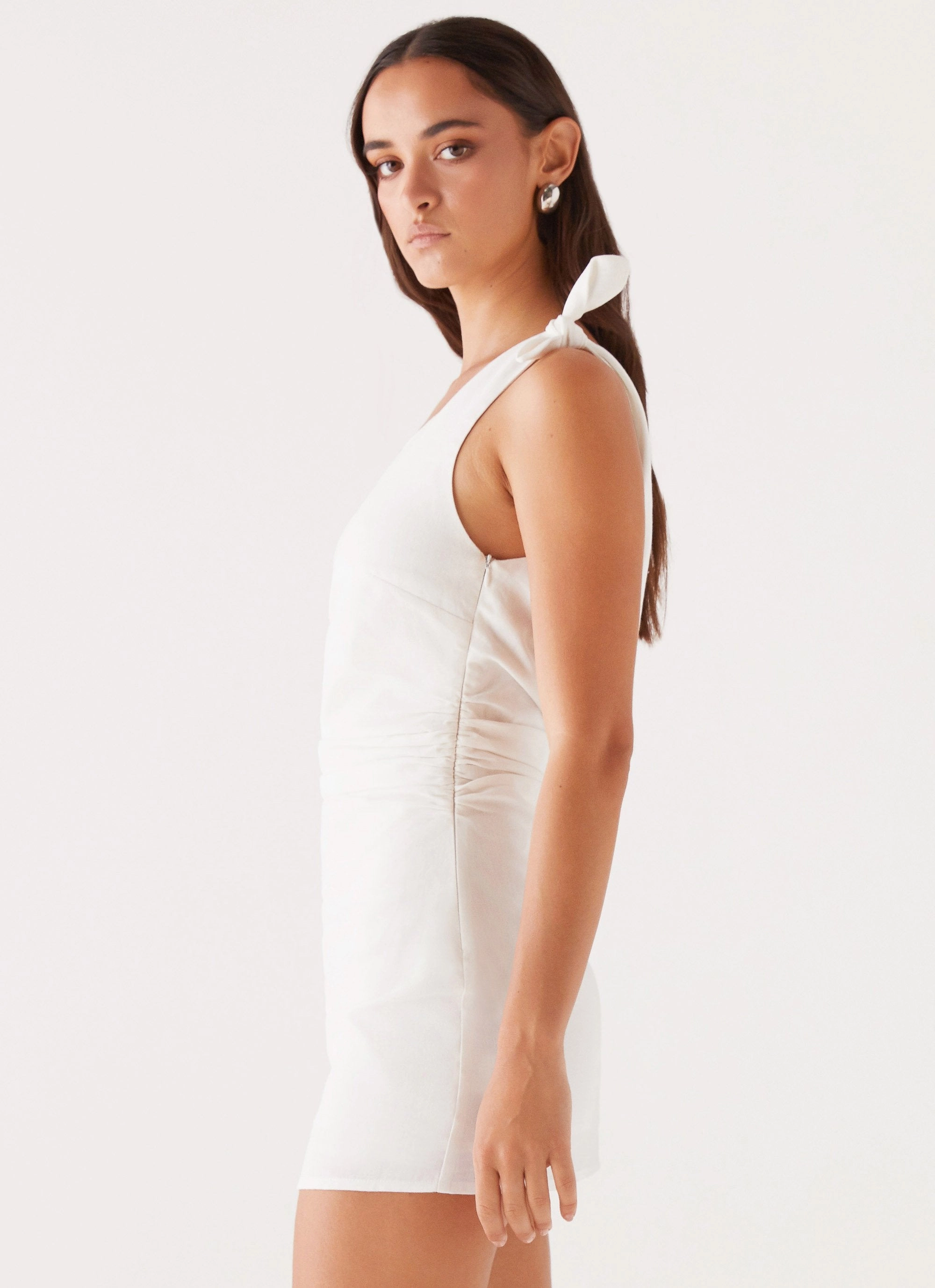 Amazonia Linen Mini Dress - White Sleek and Flattering Polished and Elegant