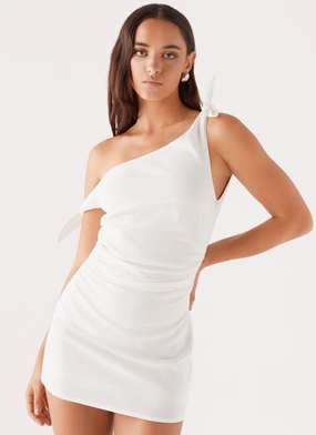Business casual Amazonia Linen Mini Dress - White