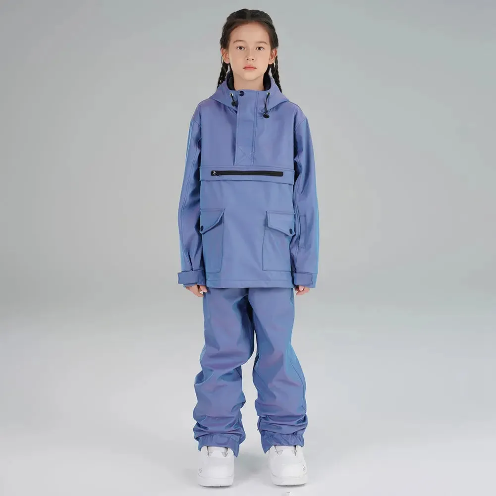 Children Half-zip Snowsuits Insulated Cargo Snow Hoodie & Pants