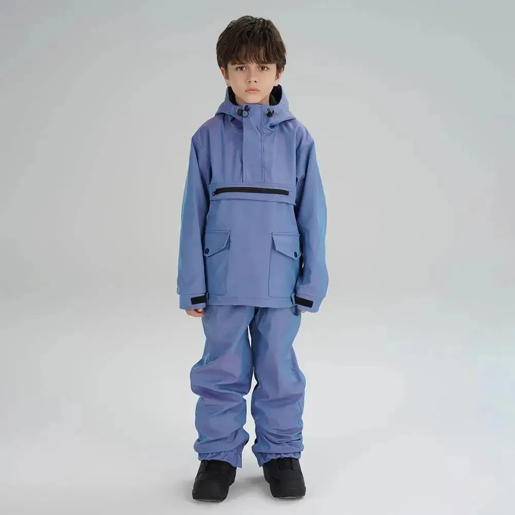 Children Half-zip Snowsuits Insulated Cargo Snow Hoodie & Pants