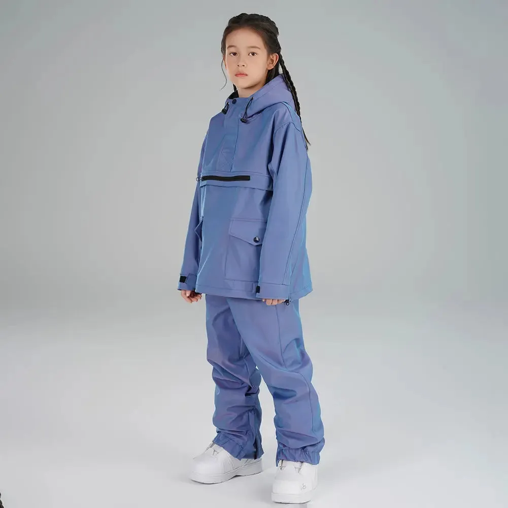 Children Half-zip Snowsuits Insulated Cargo Snow Hoodie & Pants
