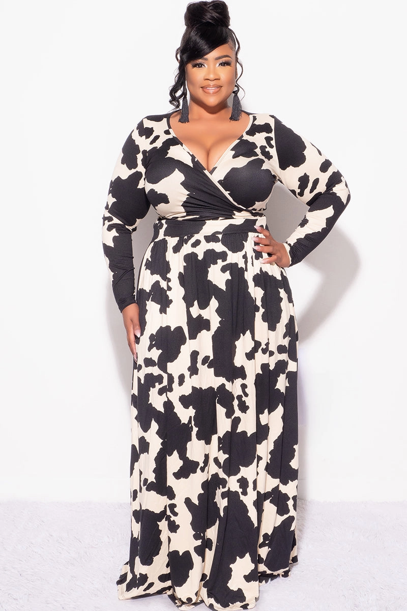 Final Sale Plus Size 2pc Maxi Skirt Set in Black and Tan Breathable layers EcoFriendlyBlend