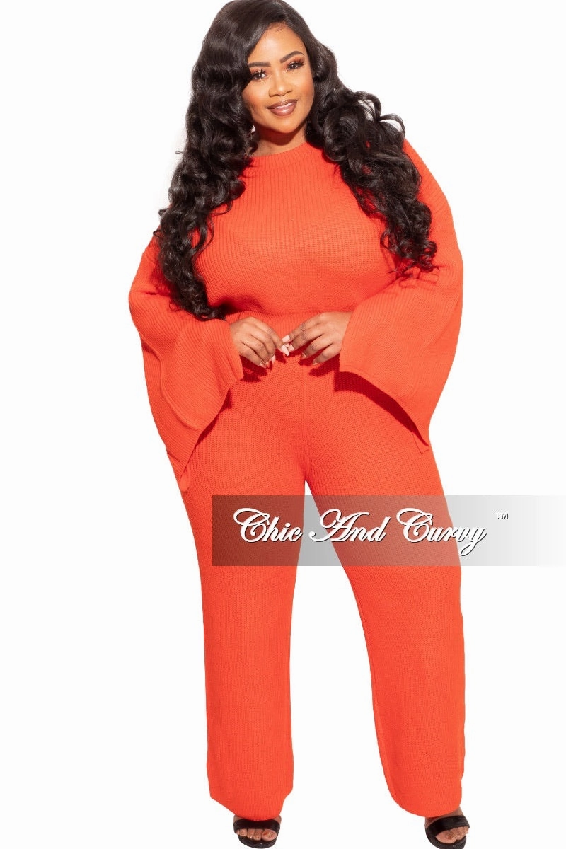 Timeless Comfort Wear MoistureWickingLining Final Sale Plus Size Knit 2-piece Set in Orange