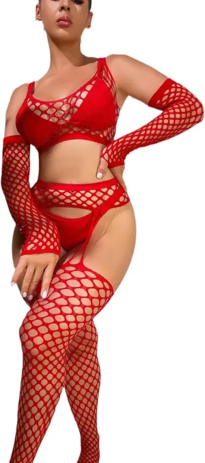 Christmas Lingerie for Women Sexy Velvet Santa Lingerie Floral Mesh Push Up Lace Bralette Naughty Role Play Pajamas