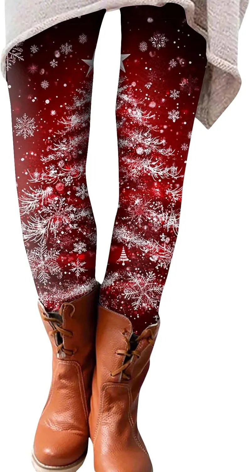 Christmas Women's Warm and Fashionable Pants Autumn and Winter Home Casual Tight Pants