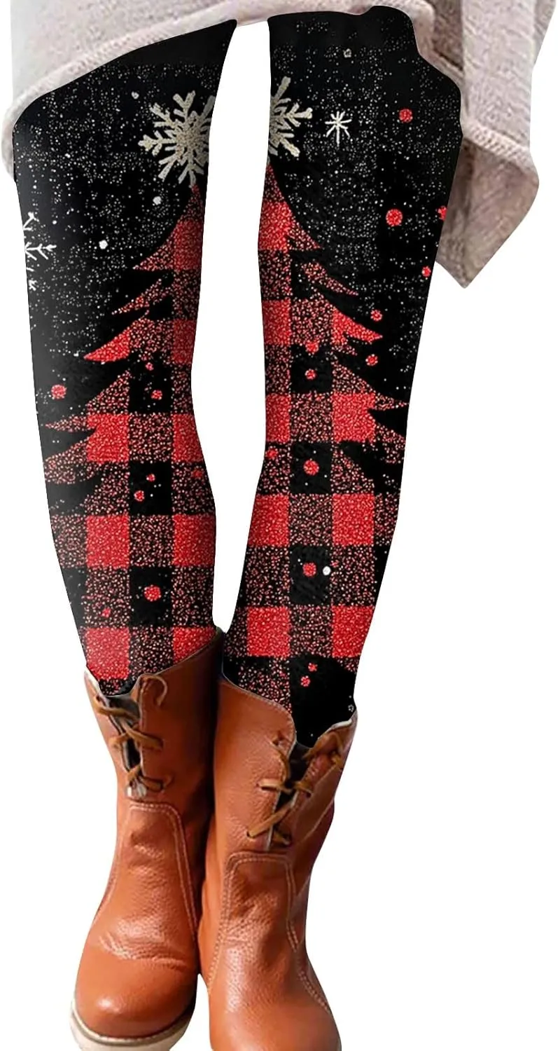 Christmas Women's Warm and Fashionable Pants Autumn and Winter Home Casual Tight Pants