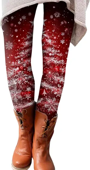 Christmas Women's Warm and Fashionable Pants Autumn and Winter Home Casual Tight Pants