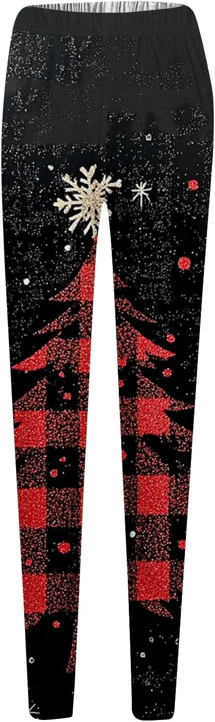 Christmas Women's Warm and Fashionable Pants Autumn and Winter Home Casual Tight Pants