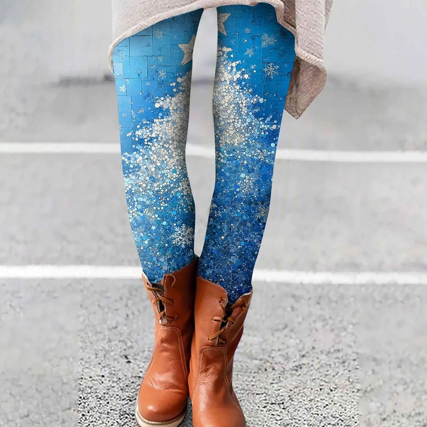 Christmas Women's Warm and Fashionable Pants Autumn and Winter Home Casual Tight Pants