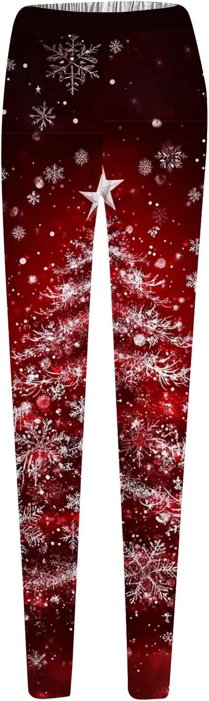 Christmas Women's Warm and Fashionable Pants Autumn and Winter Home Casual Tight Pants