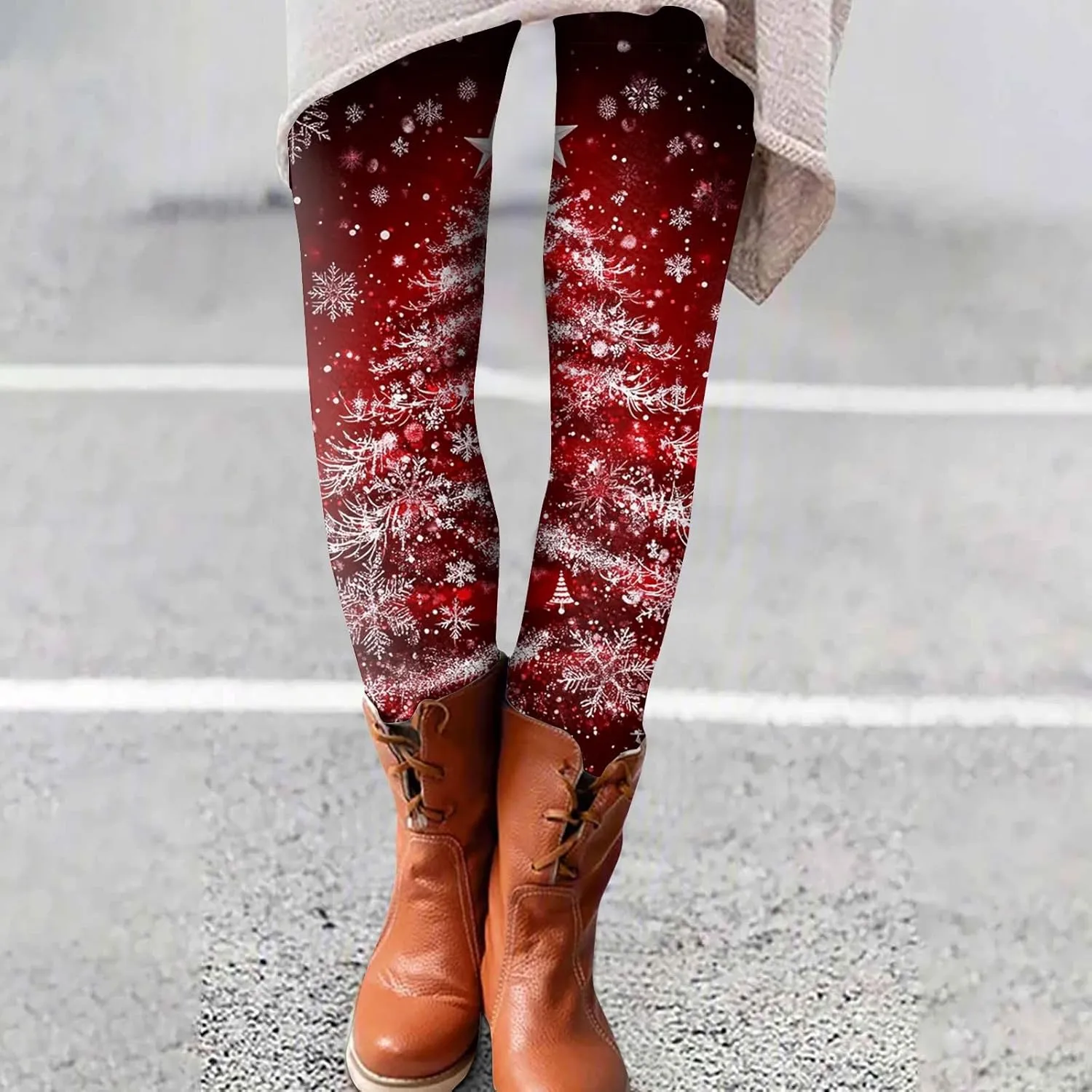Christmas Women's Warm and Fashionable Pants Autumn and Winter Home Casual Tight Pants