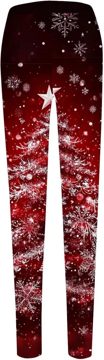 Christmas Women's Warm and Fashionable Pants Autumn and Winter Home Casual Tight Pants