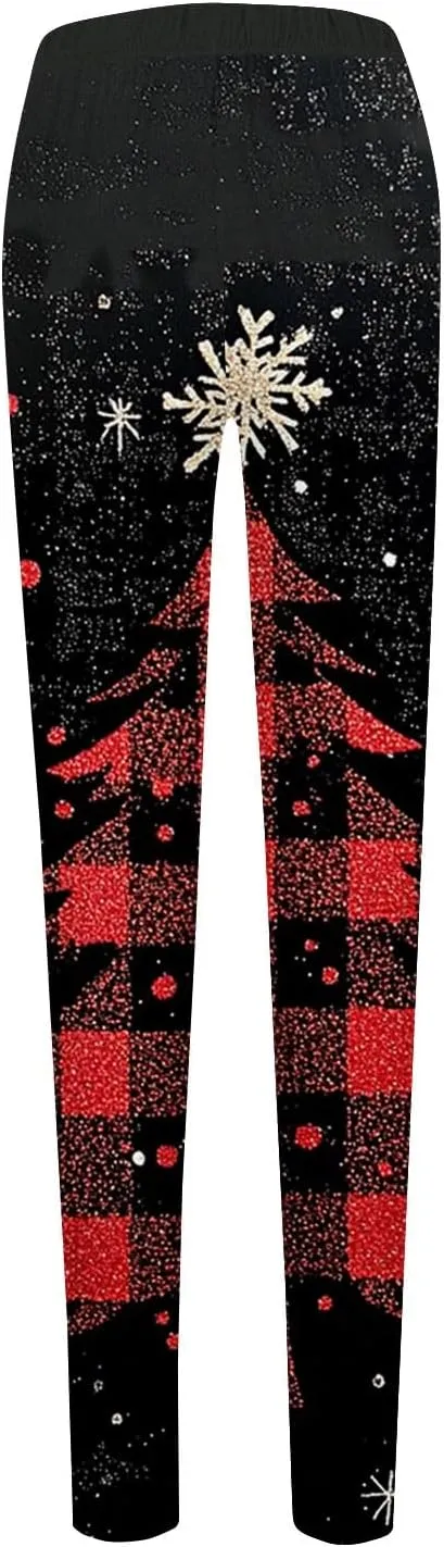 Christmas Women's Warm and Fashionable Pants Autumn and Winter Home Casual Tight Pants