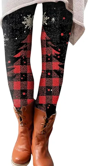 Christmas Women's Warm and Fashionable Pants Autumn and Winter Home Casual Tight Pants